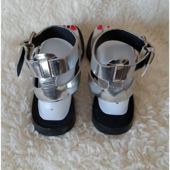 Belle Sigerson Morrison Sandal Strappy Slingback Thong Silver Leather Women 7.5 - Picture 6 of 11